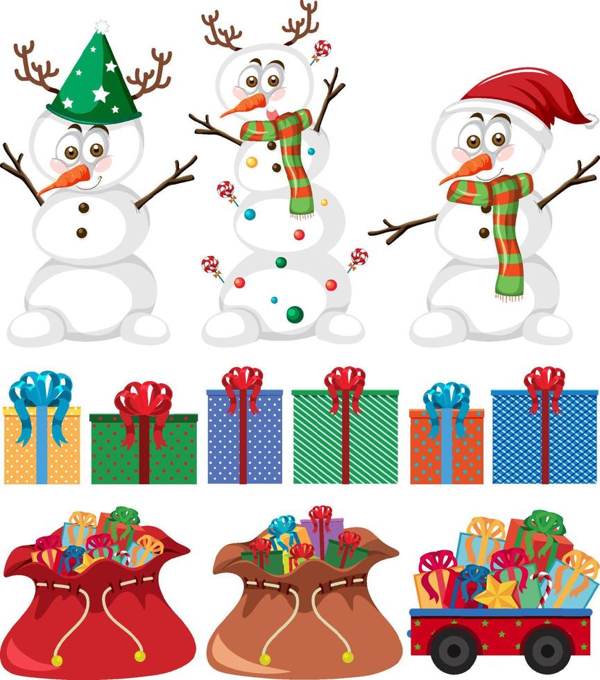 Christmas ornaments isolated set vector