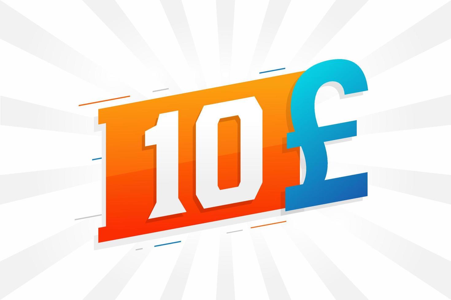 10 Pound Currency vector text symbol. 10 British Pound Money stock vector