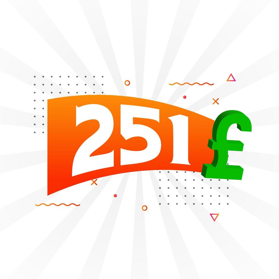 251 Pound Currency vector text symbol. 251 British Pound Money stock vector