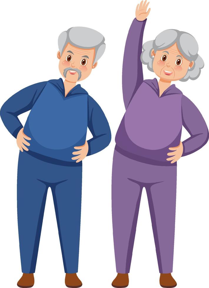 Couple senior people in exercise outfit vector