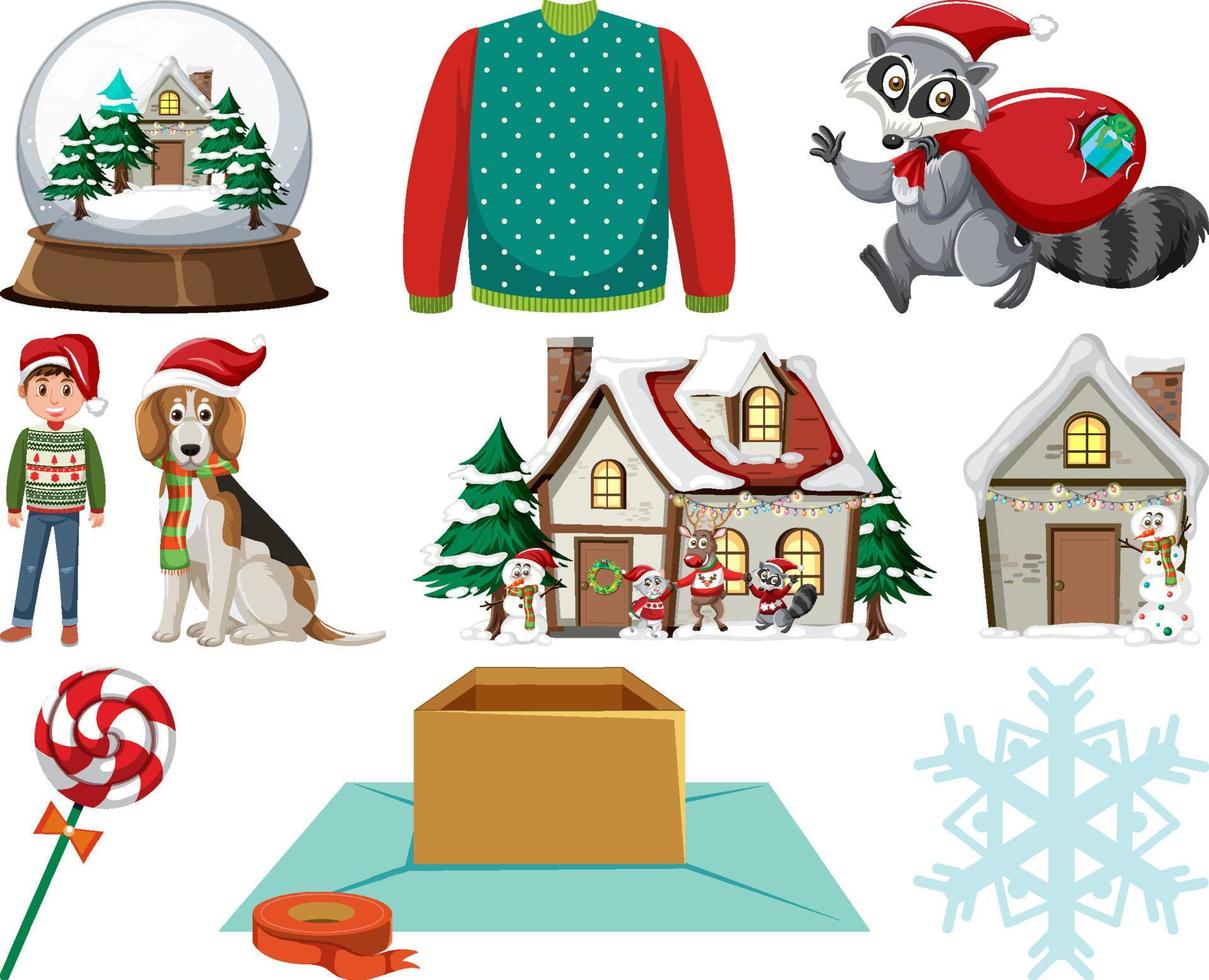 Christmas characters and elements set vector