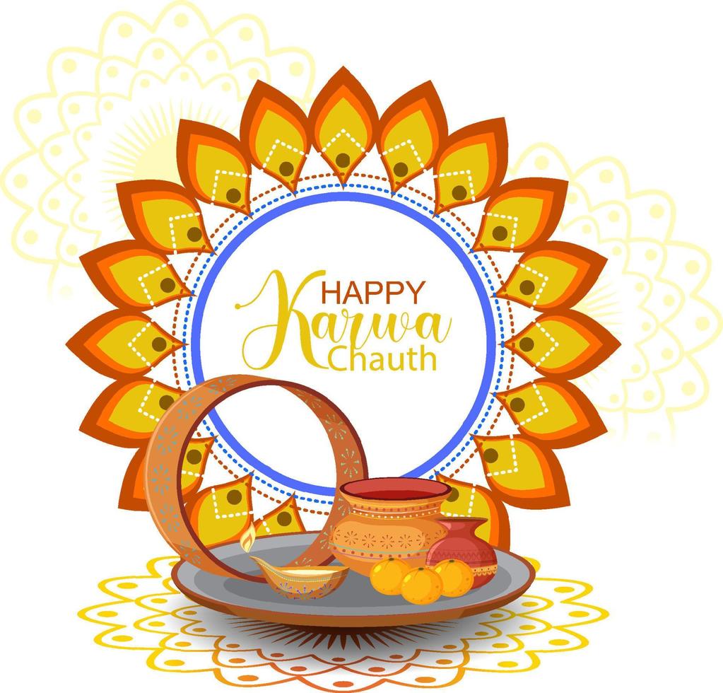 Happy Karwa Chauth text design vector