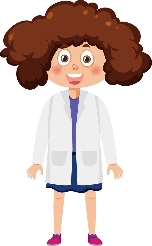 Cute scientist girl cartoon character vector
