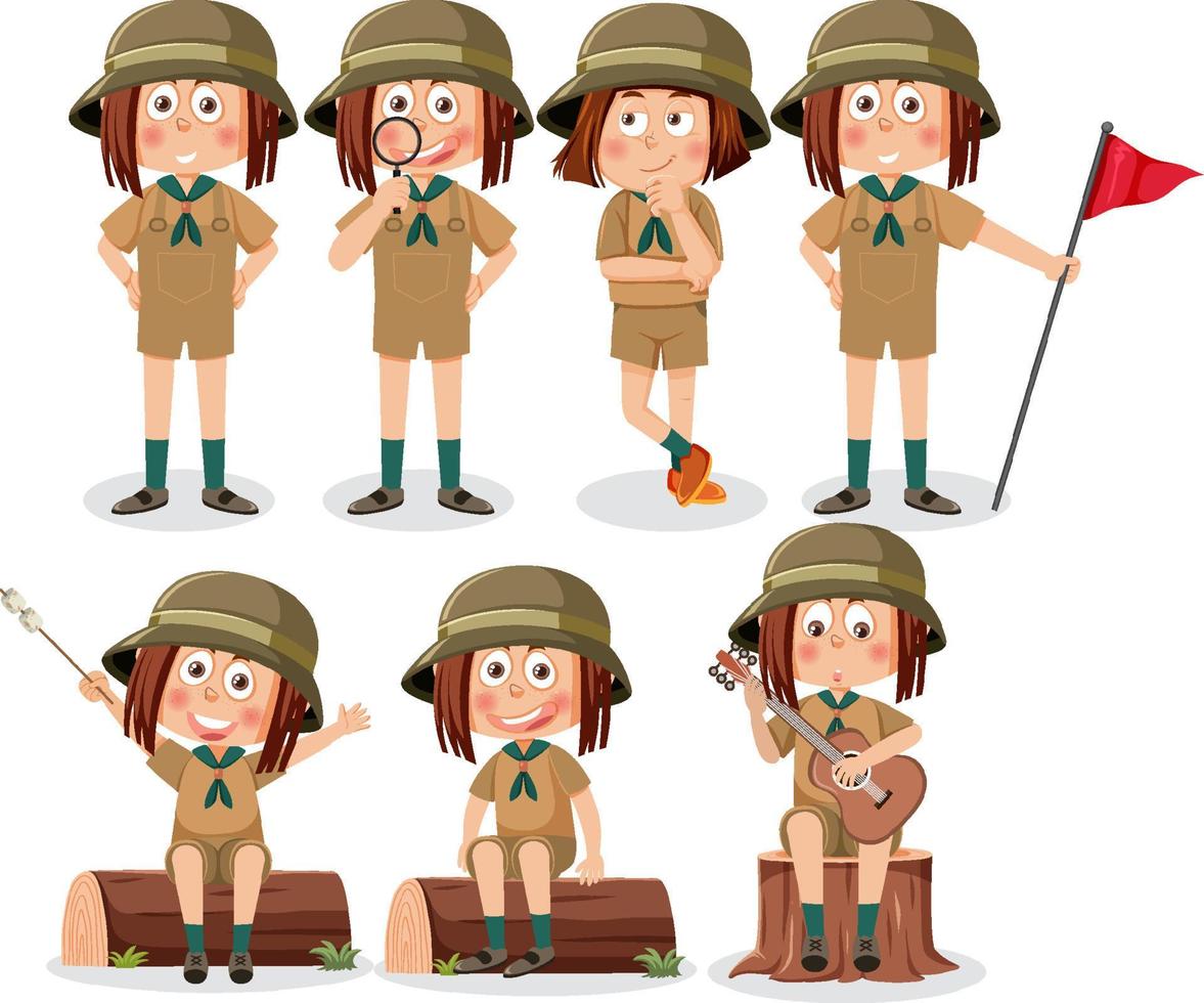 Children in camping outfit vector