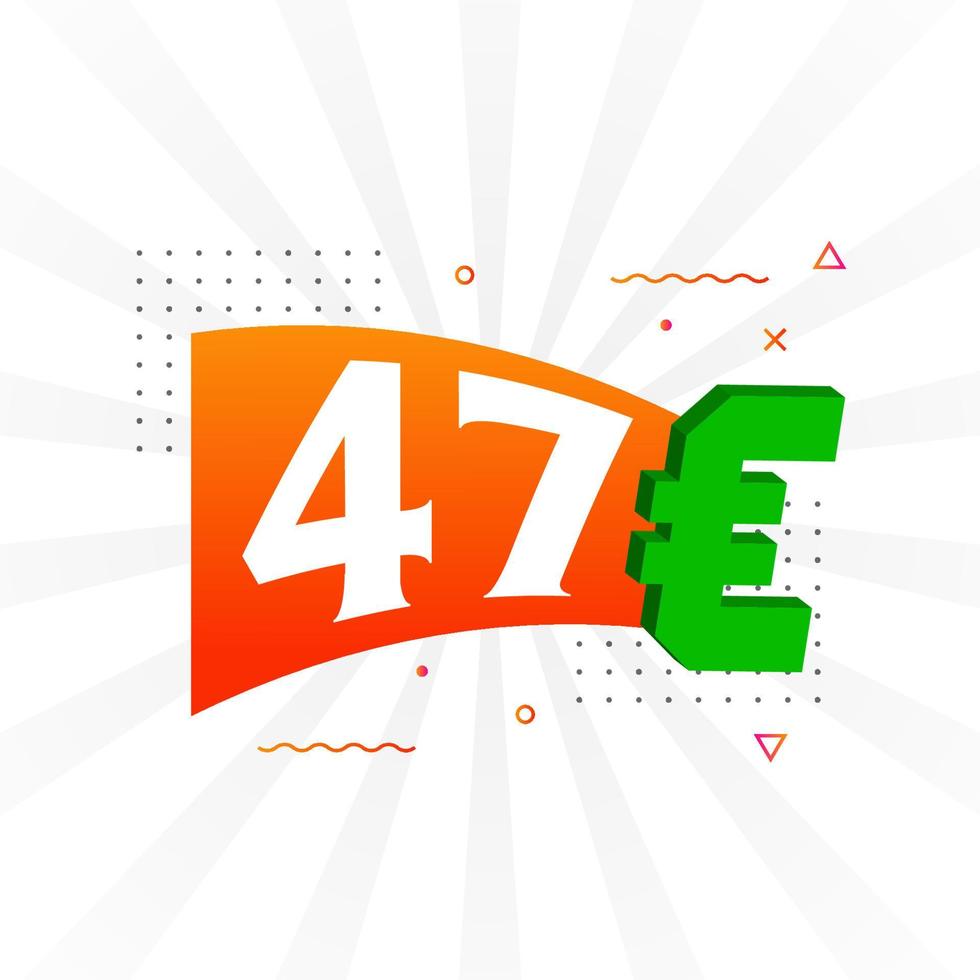 47 Euro Currency vector text symbol. 47 Euro European Union Money stock vector