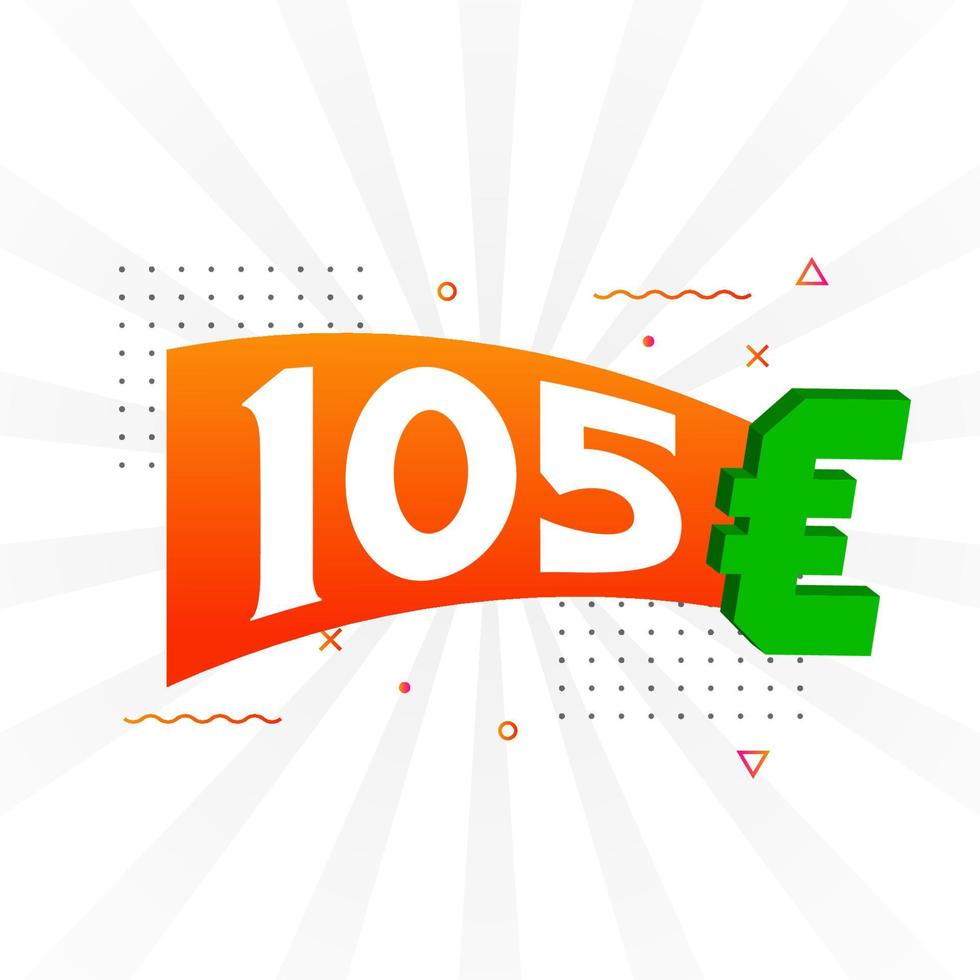 105 Euro Currency vector text symbol. 105 Euro European Union Money stock vector