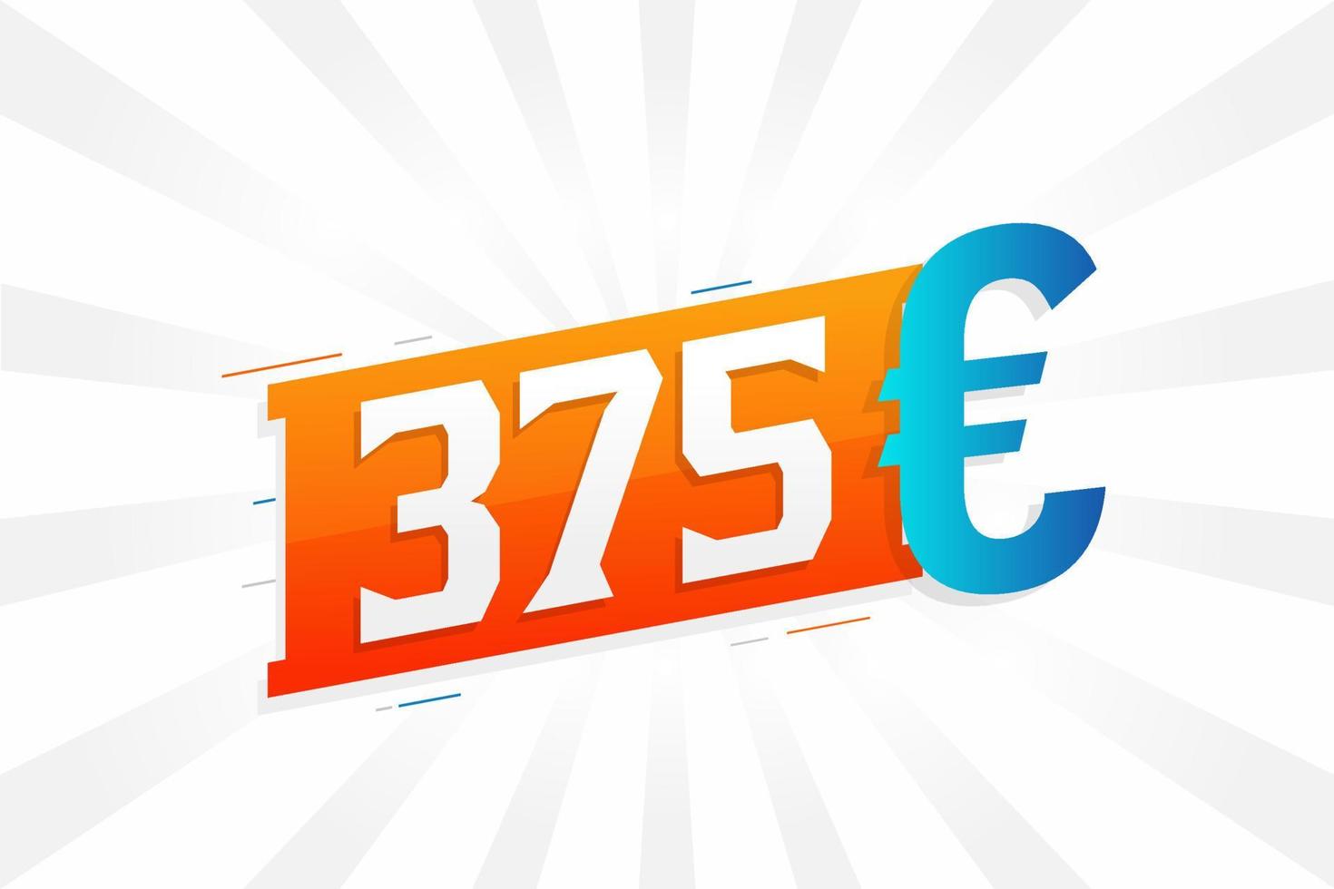 375 Euro Currency vector text symbol. 375 Euro European Union Money stock vector