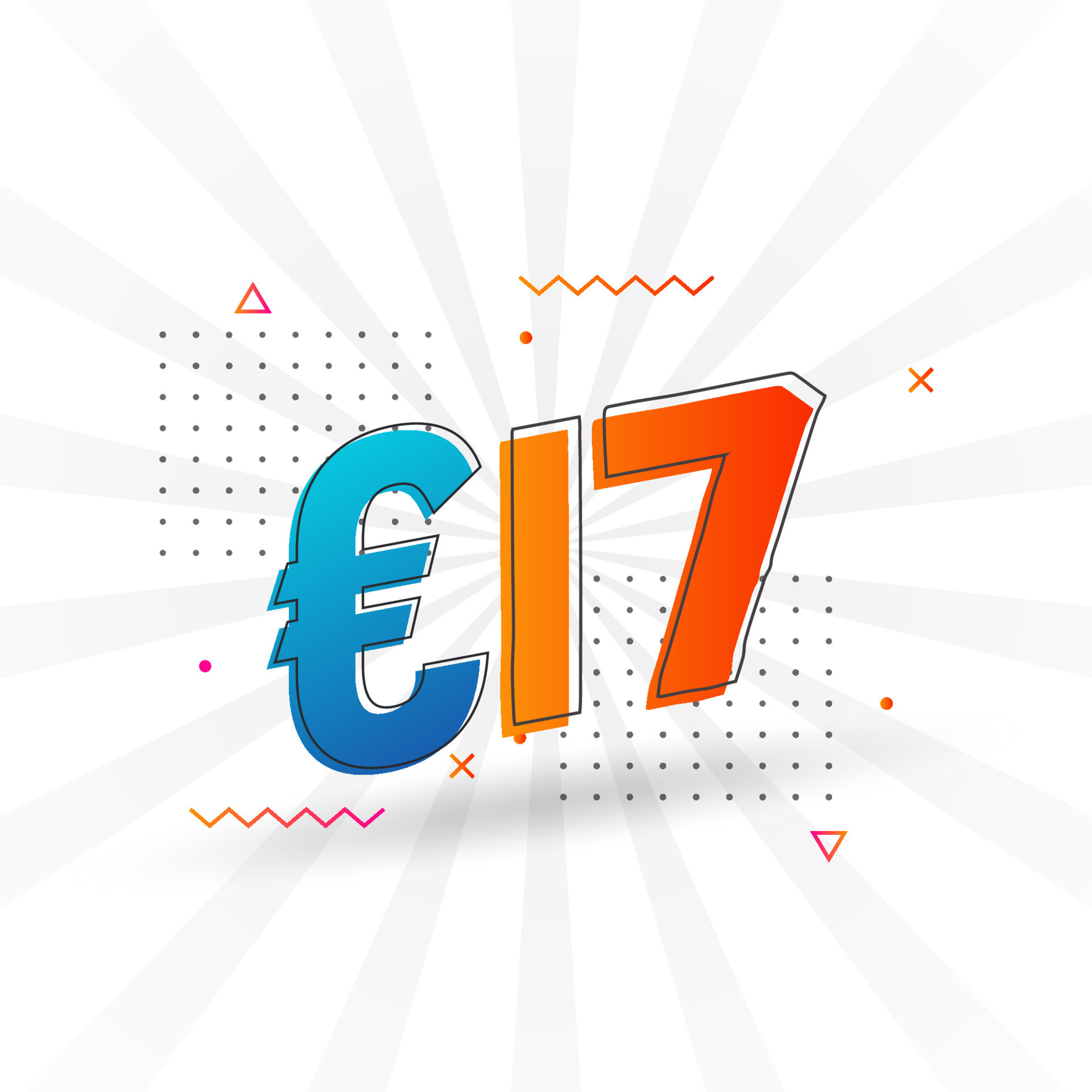 S mbolo De Texto Vectorial De Moneda De 17 Euros Vector De Stock De 