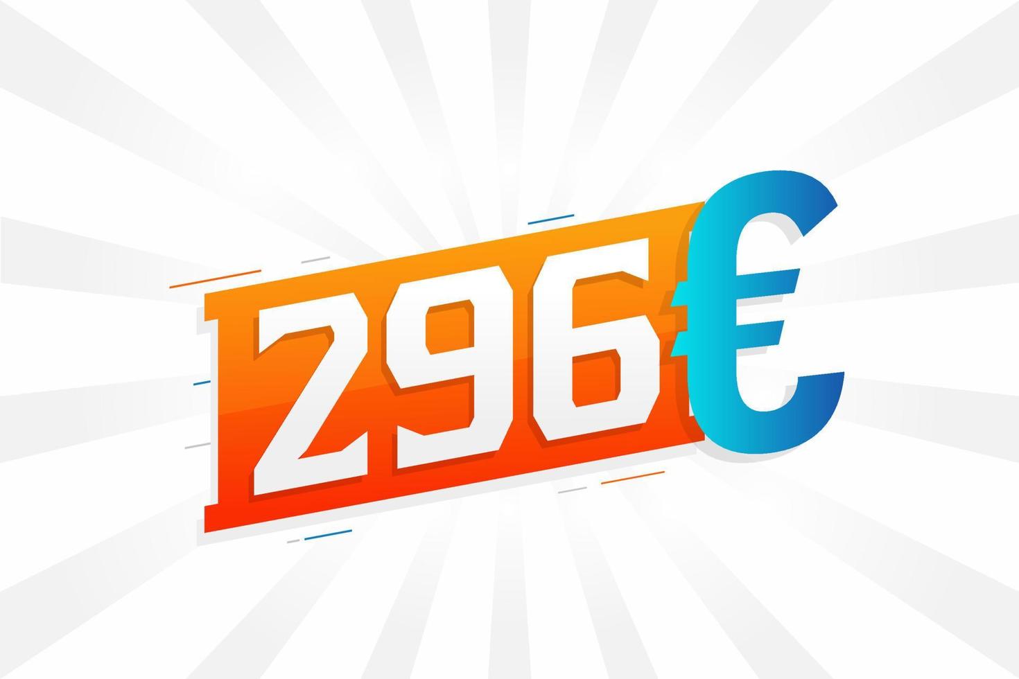 296 Euro Currency vector text symbol. 296 Euro European Union Money stock vector