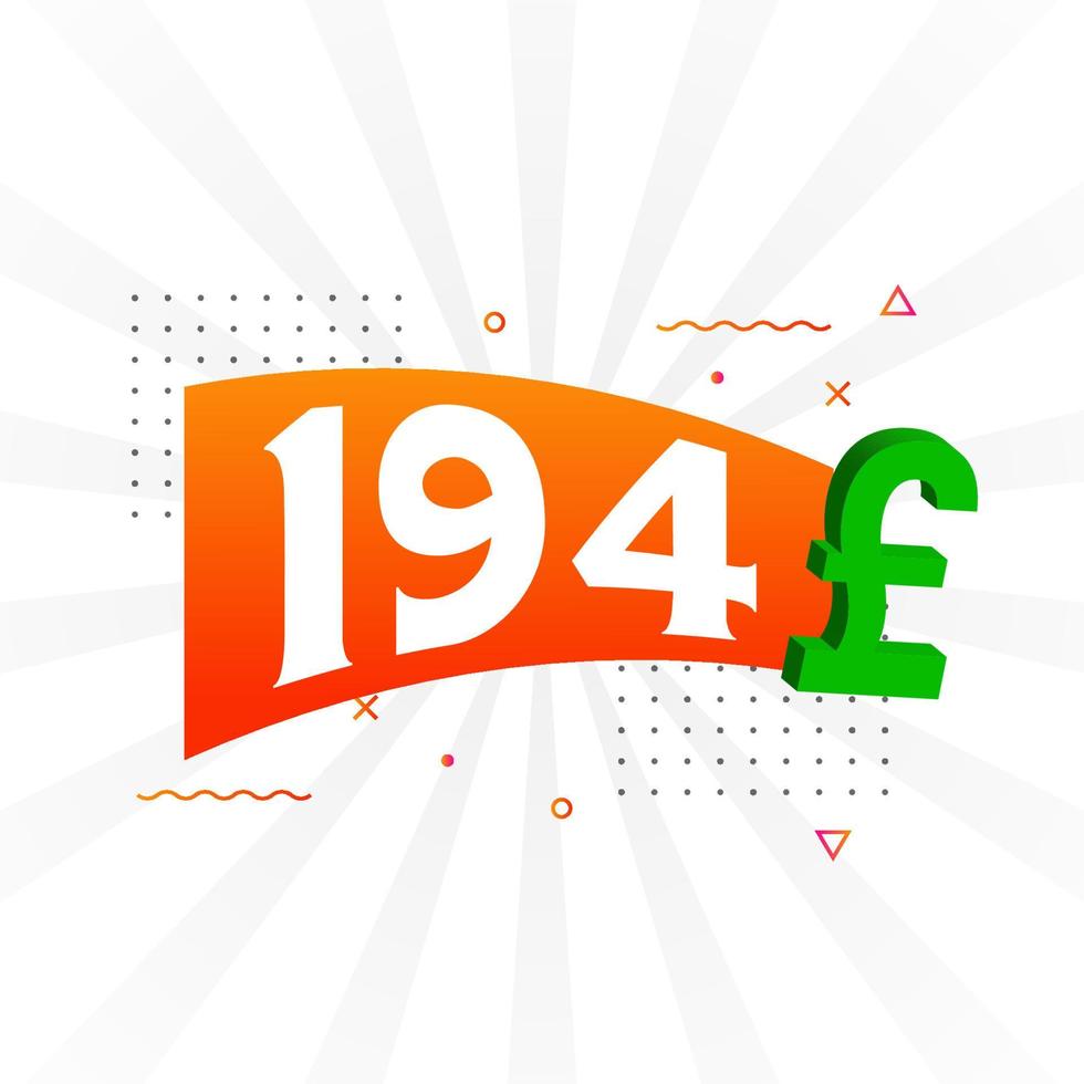 194 Pound Currency vector text symbol. 194 British Pound Money stock vector