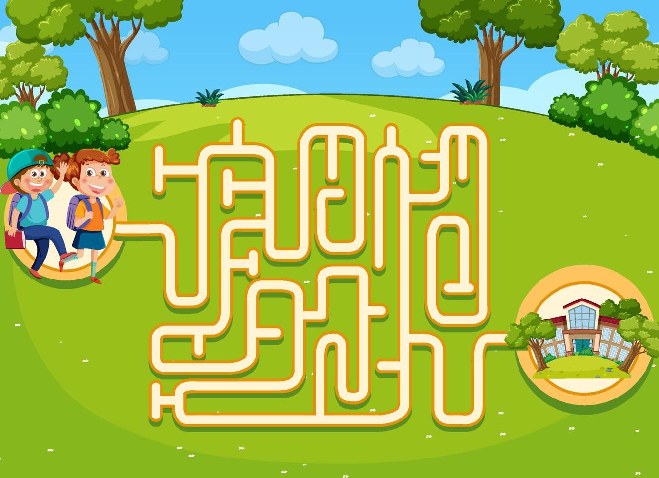 Maze game template for kids vector