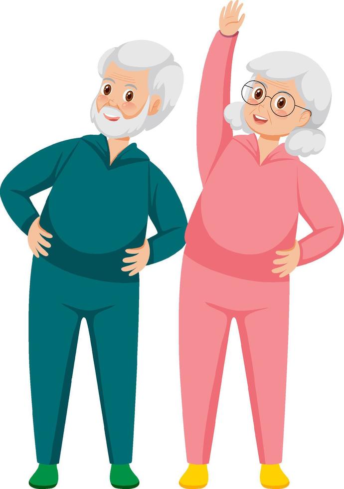 Couple senior people in exercise outfit vector