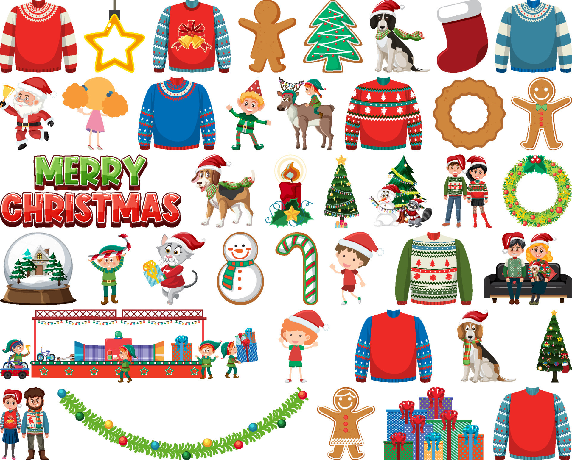 Set of christmas characters 1406367 Vector Art at Vecteezy