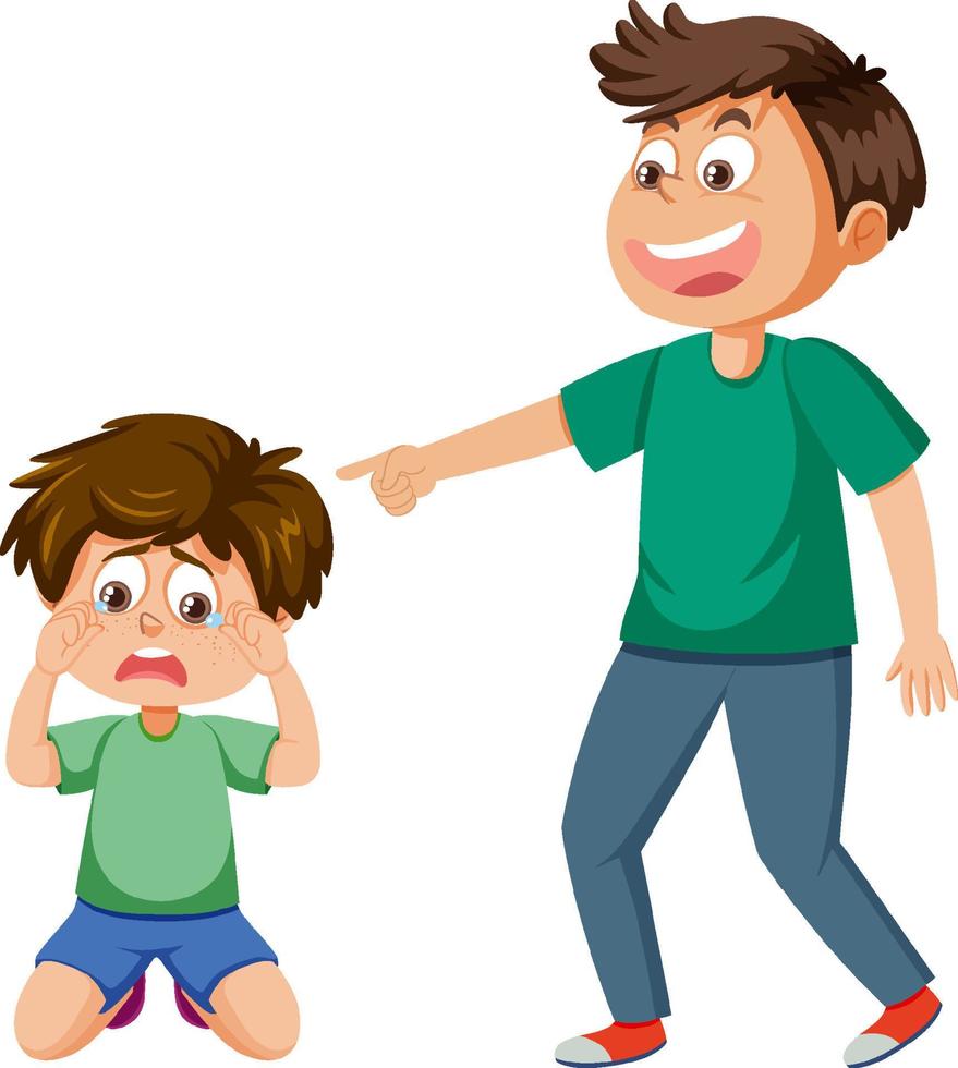 Crying boy get bullied by his friend vector