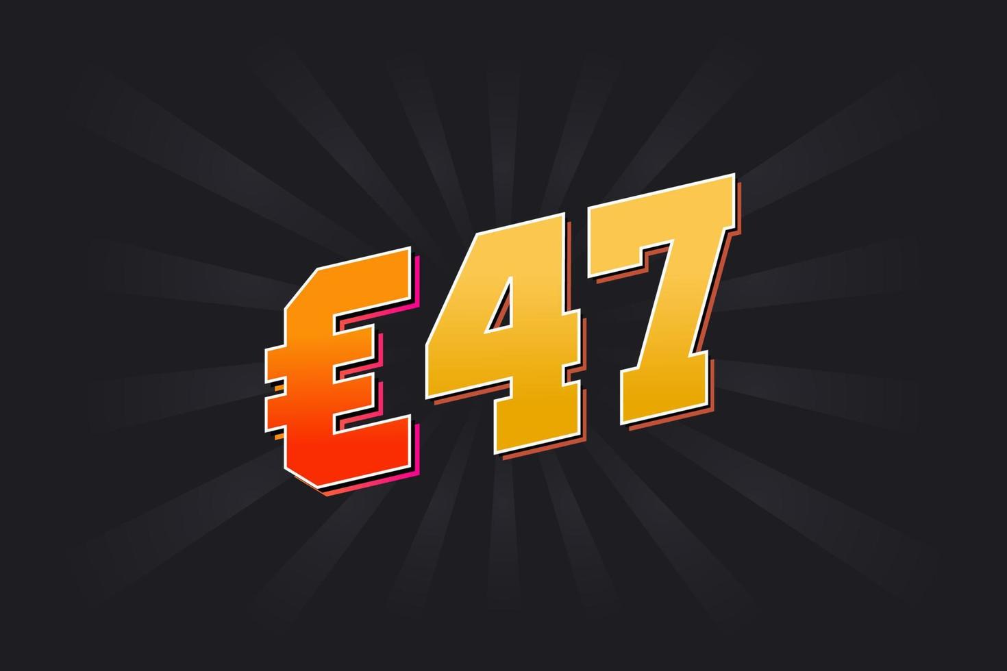 47 Euro Currency vector text symbol. 47 Euro European Union Money stock vector