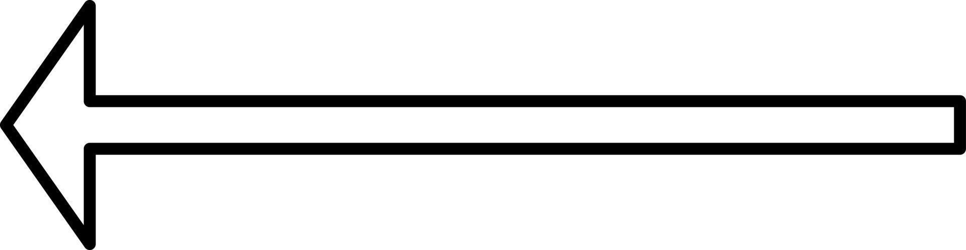 Thin lined arrow pointing to the left, illustration, vector on white background.