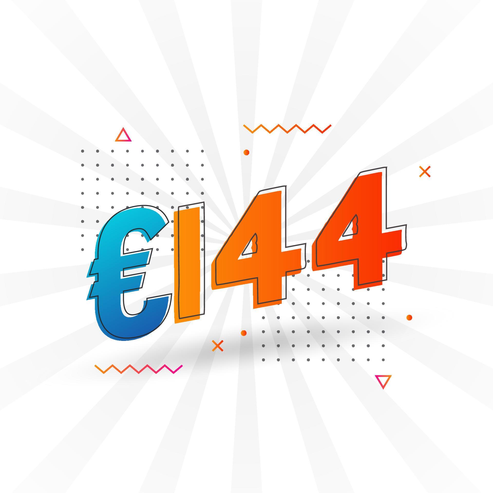 144 Euro Currency vector text symbol. 144 Euro European Union Money ...