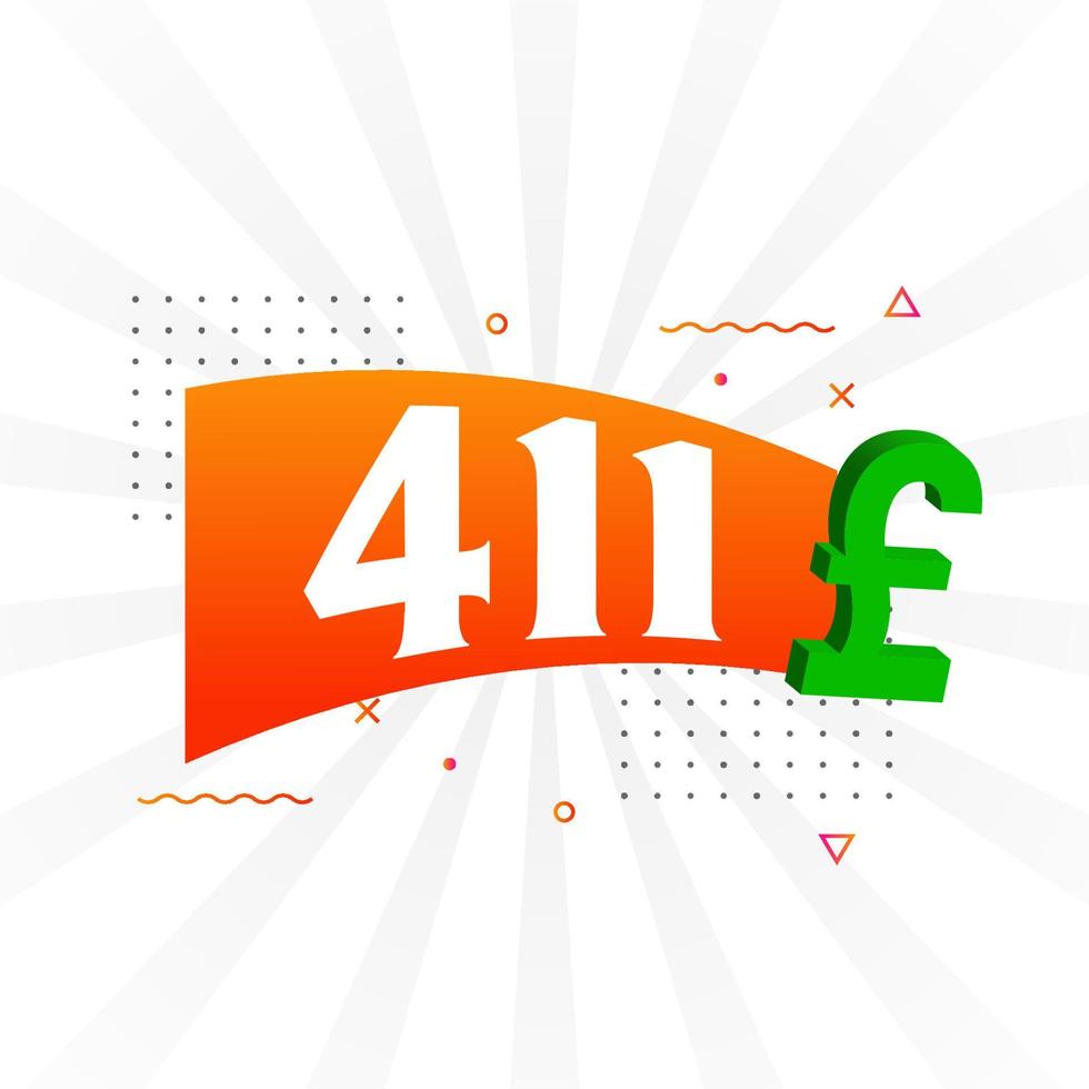 411 Pound Currency vector text symbol. 411 British Pound Money stock vector