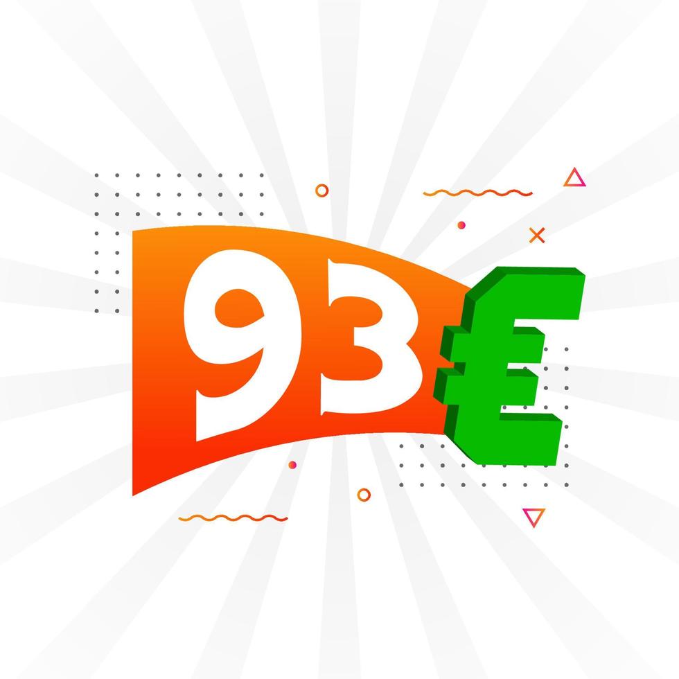 93 Euro Currency vector text symbol. 93 Euro European Union Money stock vector