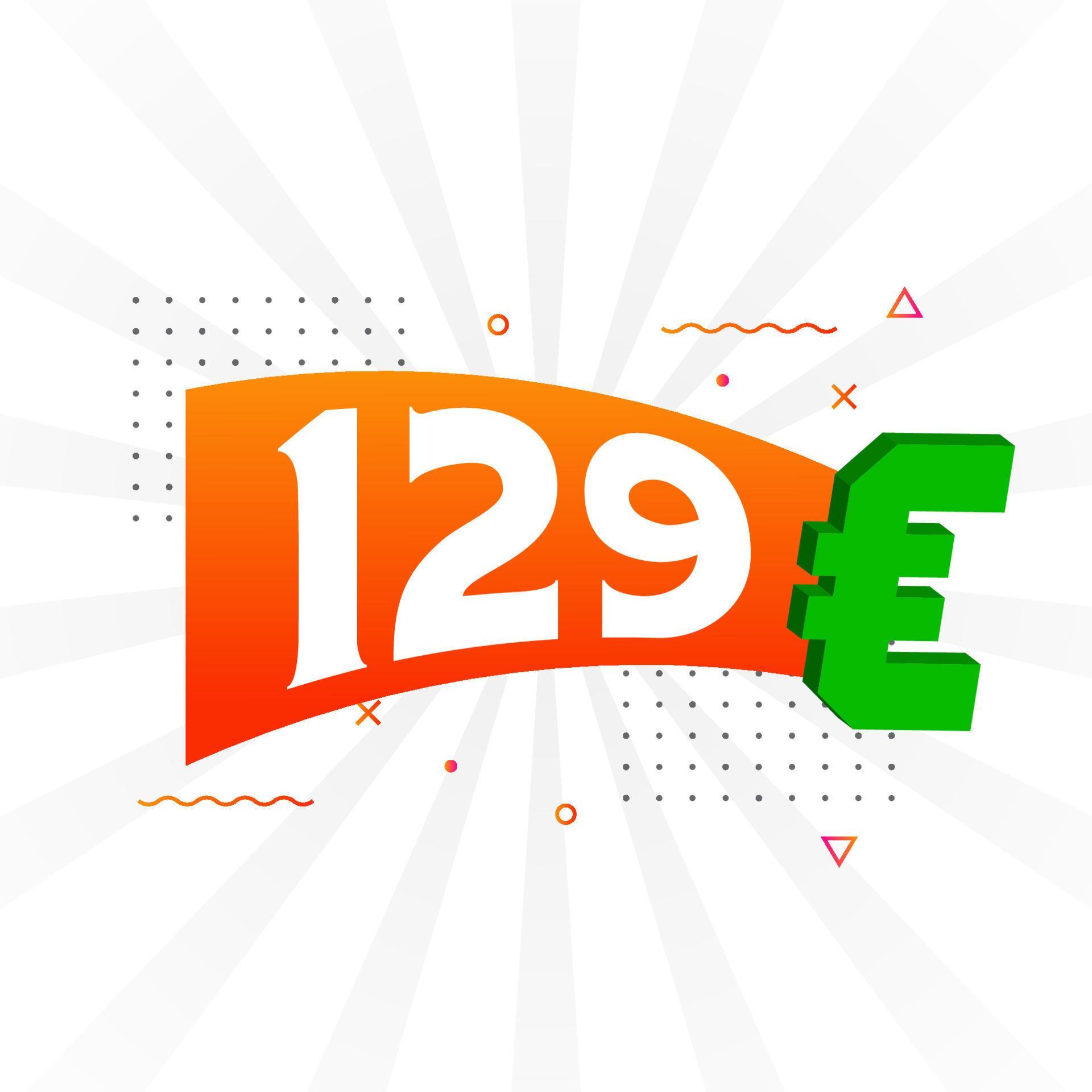 129 Euro Currency vector text symbol. 129 Euro European Union Money ...