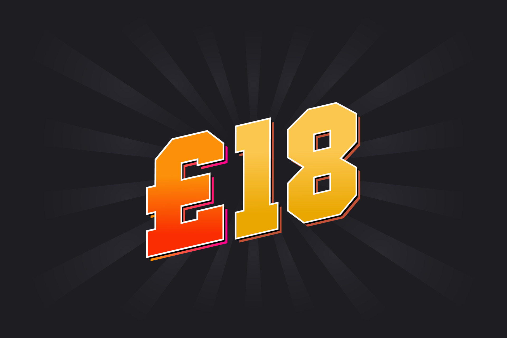 18 Pound Currency vector text symbol. 18 British Pound Money stock ...