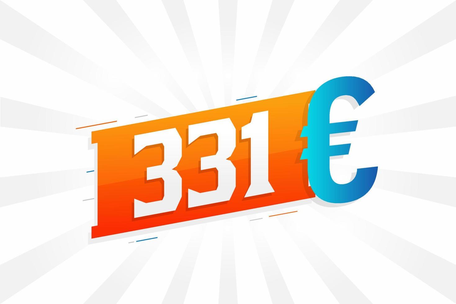 Símbolo de texto vectorial de moneda de 331 euros. 331 euro vector de stock de dinero de la unión europea