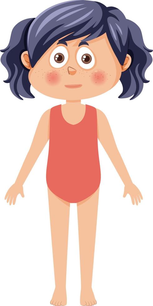 Cute girl cartoon character in swimming suit vector