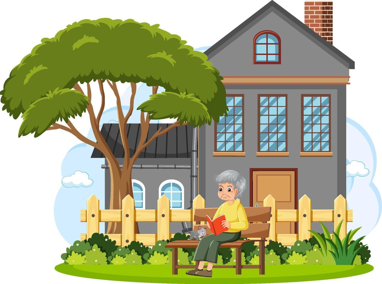 Senior man relaxing in garden vector