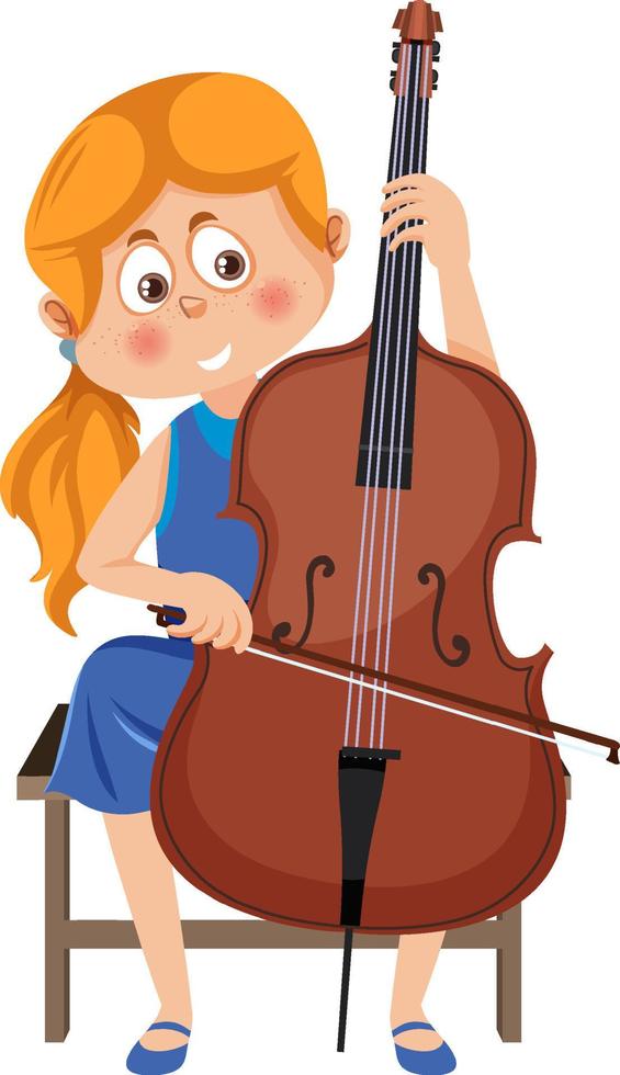 A girl playing cello vector