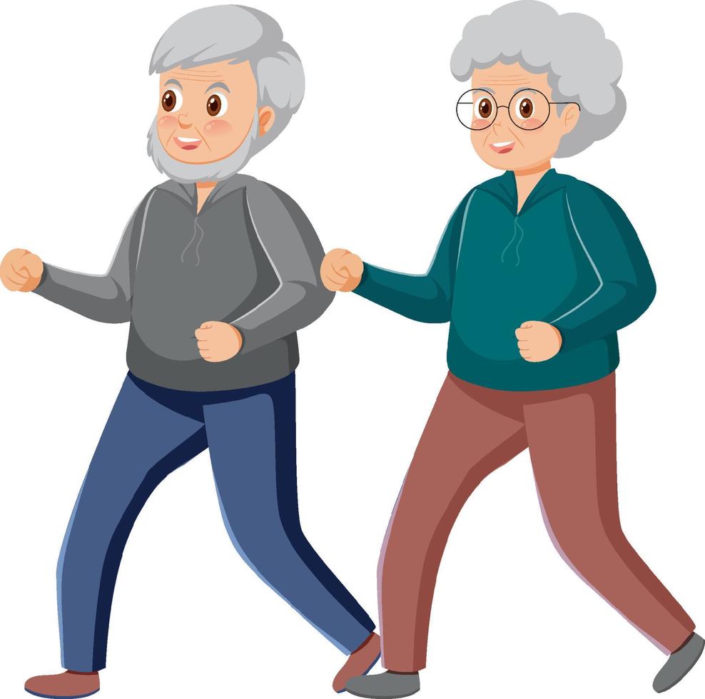 Couple senior people in exercise outfit vector