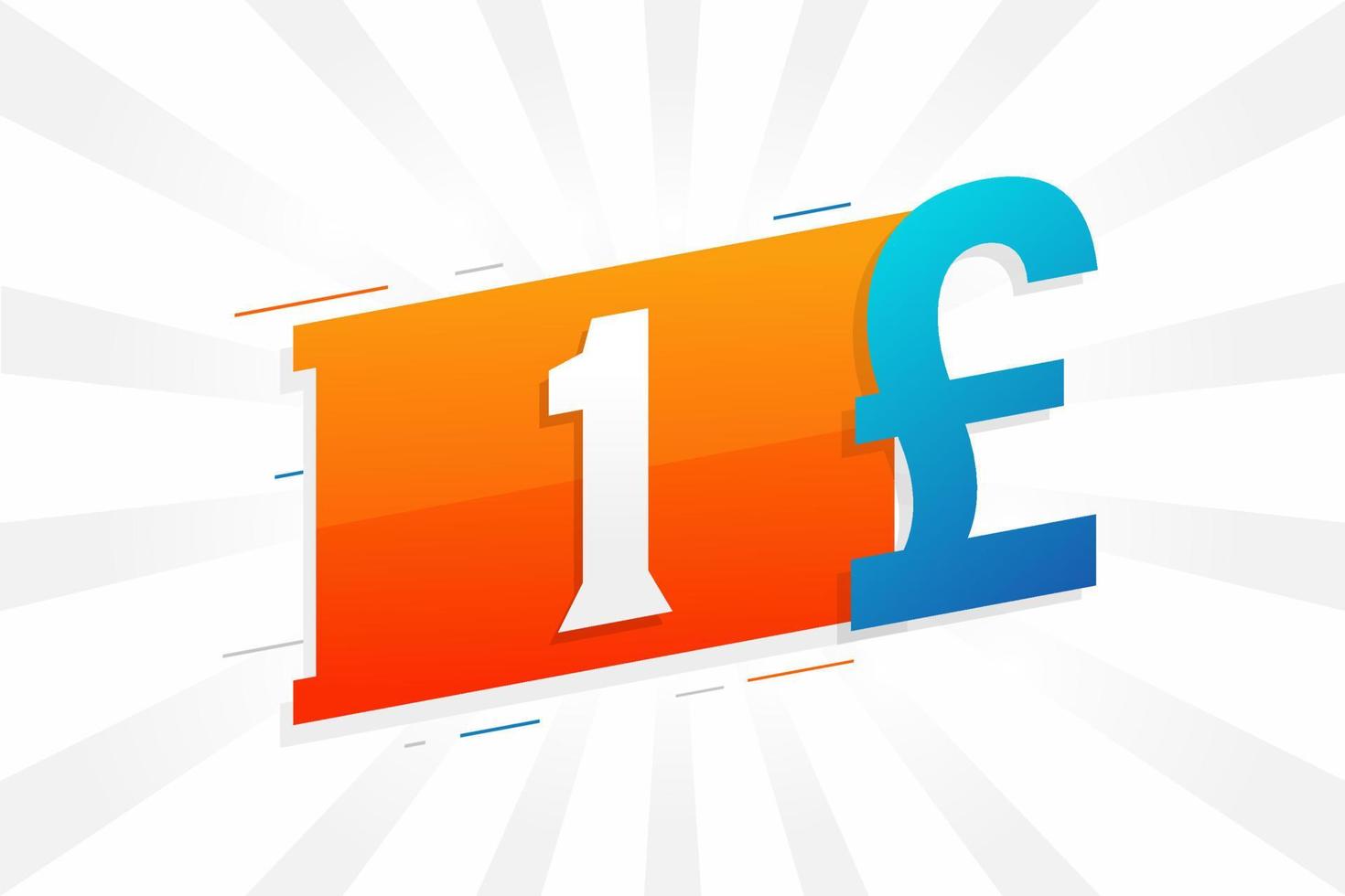 1 Pound Currency vector text symbol. 1 British Pound Money stock vector