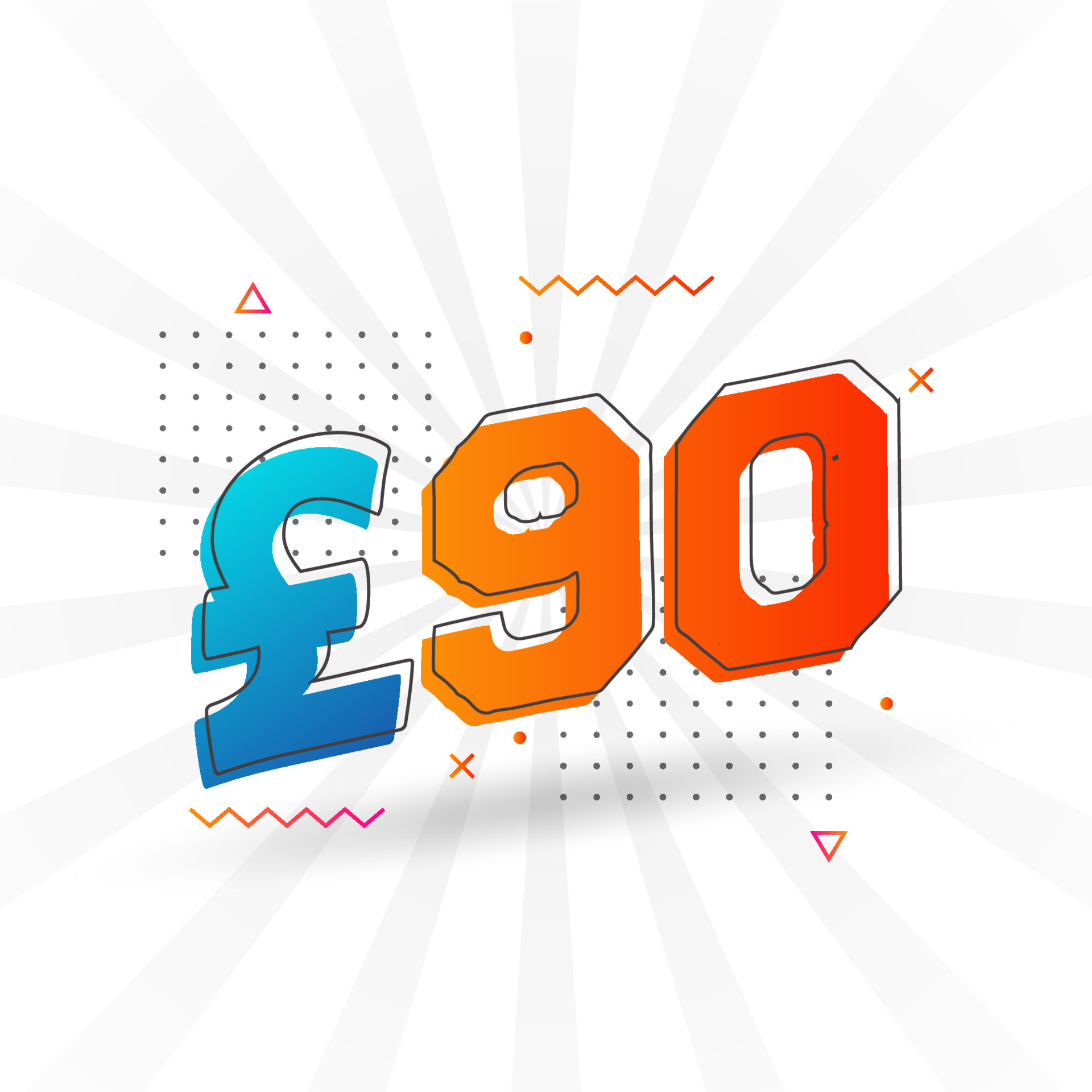 90 Pound Currency Vector Text Symbol 90 British Pound Money Stock 