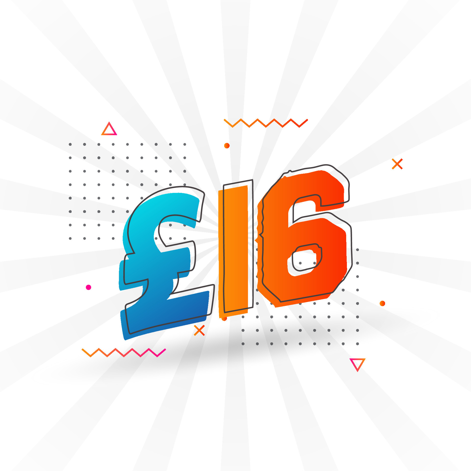 16 Pound Currency Vector Text Symbol 16 British Pound Money Stock 