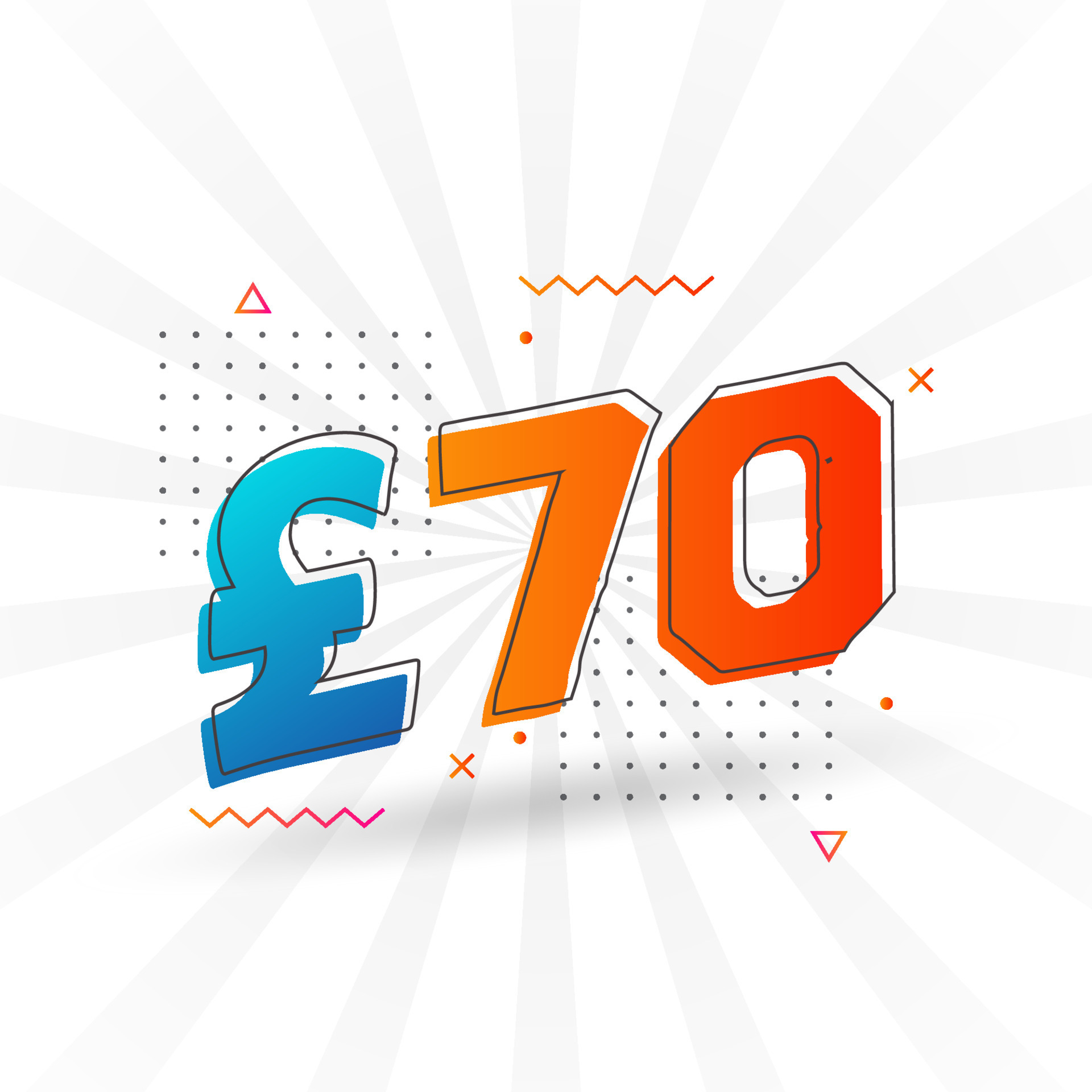 70 Pound Currency Vector Text Symbol 70 British Pound Money Stock 