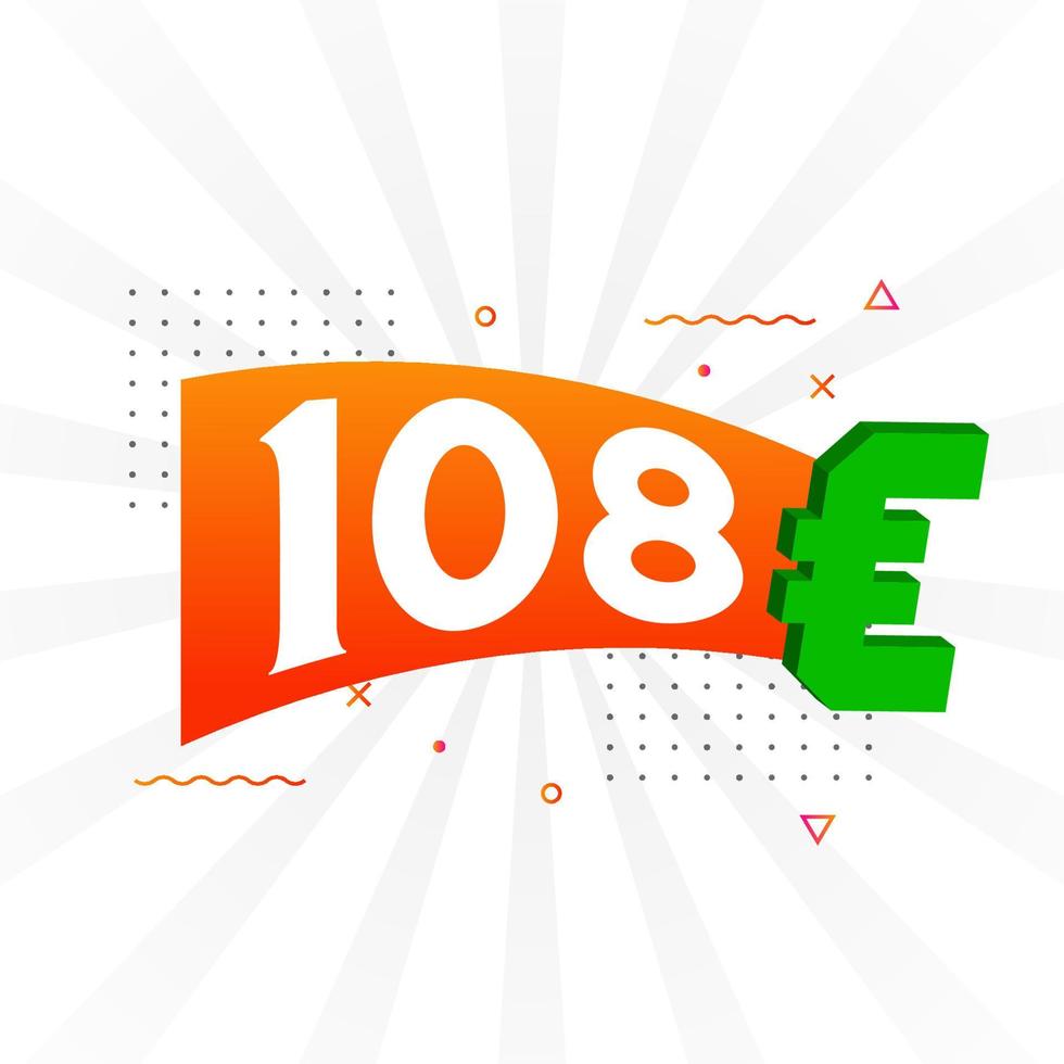 108 Euro Currency vector text symbol. 108 Euro European Union Money stock vector