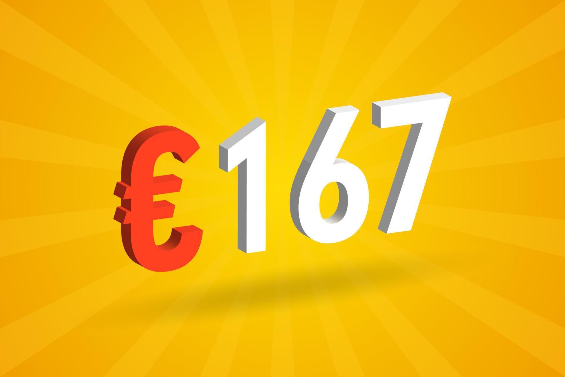 167 Euro Currency 3D vector text symbol. 3D 167 Euro European Union Money stock vector 13909991