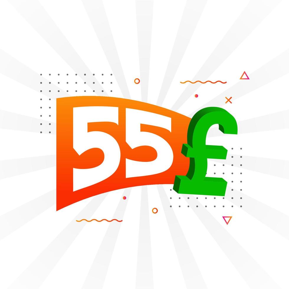 55 Pound Currency vector text symbol. 55 British Pound Money stock vector