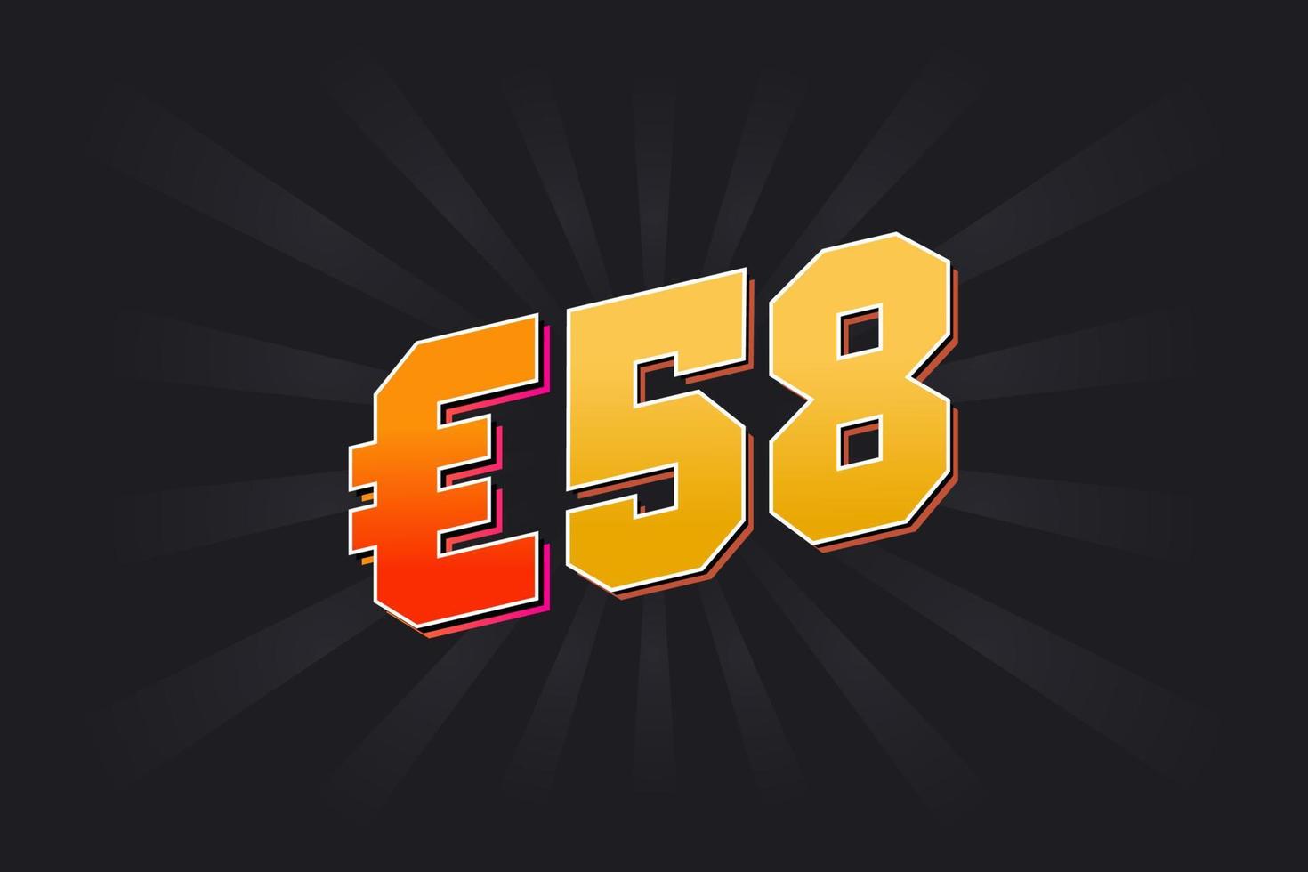 58 Euro Currency vector text symbol. 58 Euro European Union Money stock vector