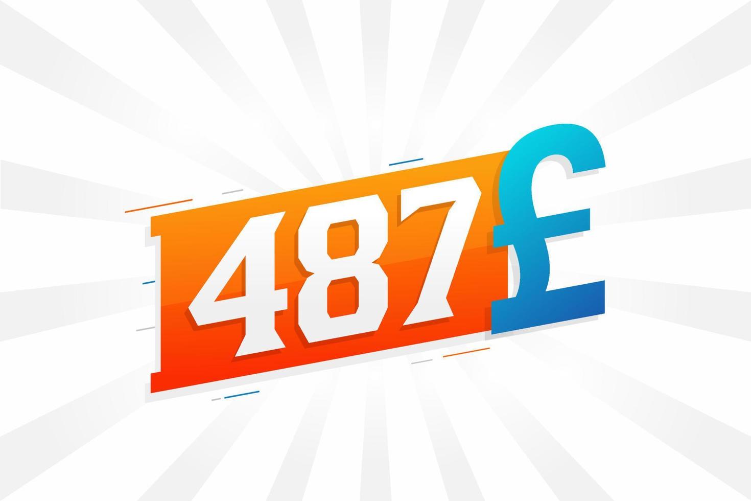 487 Pound Currency vector text symbol. 487 British Pound Money stock vector