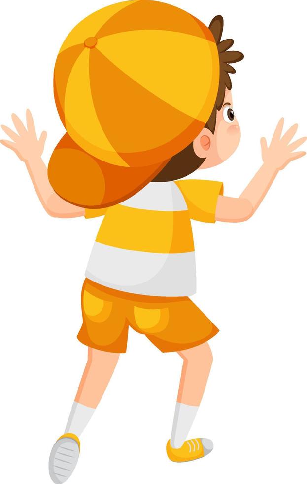 Back of a little boy cartoon character vector