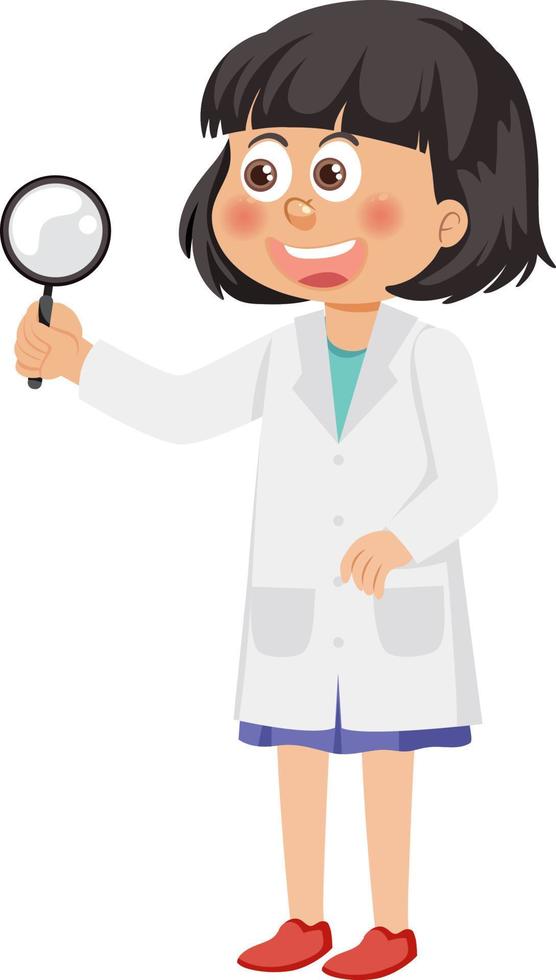 Cute scientist girl cartoon character vector