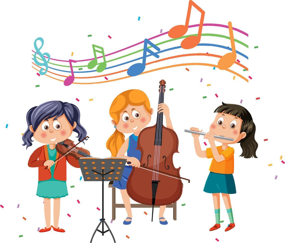 niños tocando instrumentos musicales vector