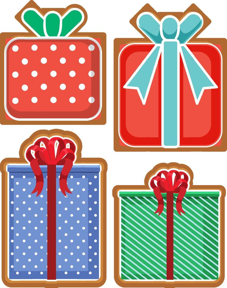 Christmas present box gingerbread cookie set vector