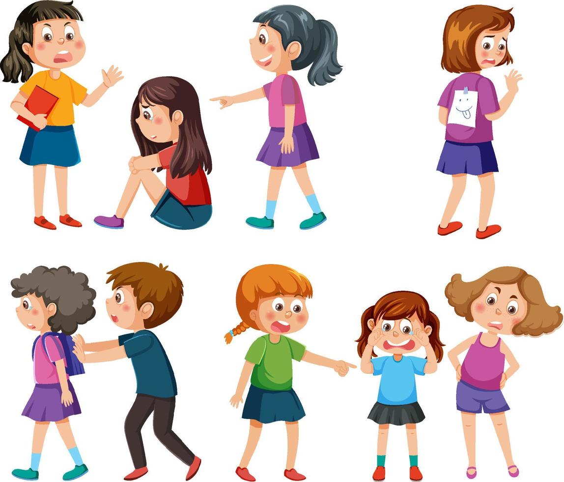 Bullying kids character collection vector