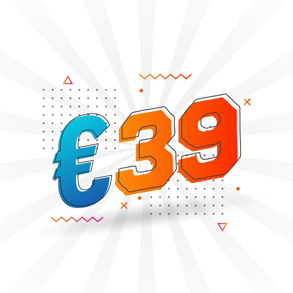 39 Euro Currency vector text symbol. 39 Euro European Union Money stock vector