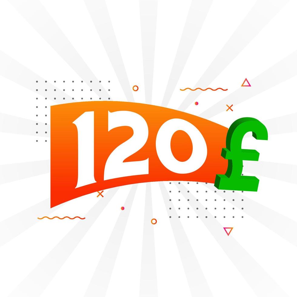 120 Pound Currency vector text symbol. 120 British Pound Money stock vector