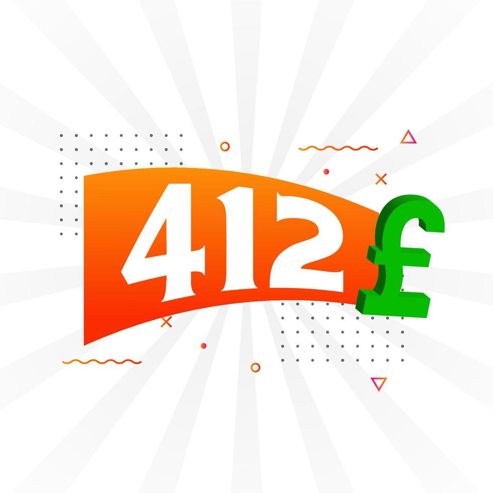 412 Pound Currency vector text symbol. 412 British Pound Money stock vector