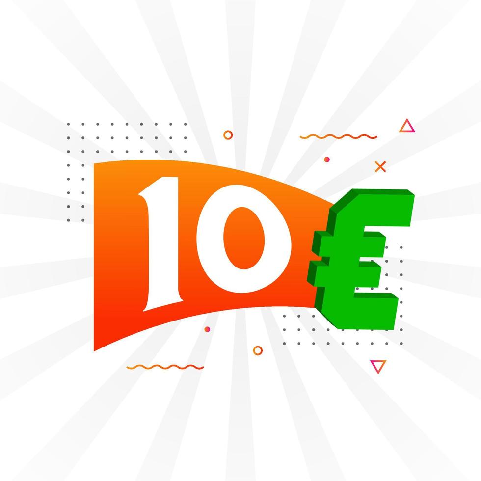 Símbolo de texto vectorial de moneda de 10 euros. 10 euros dinero de la unión europea stock vector