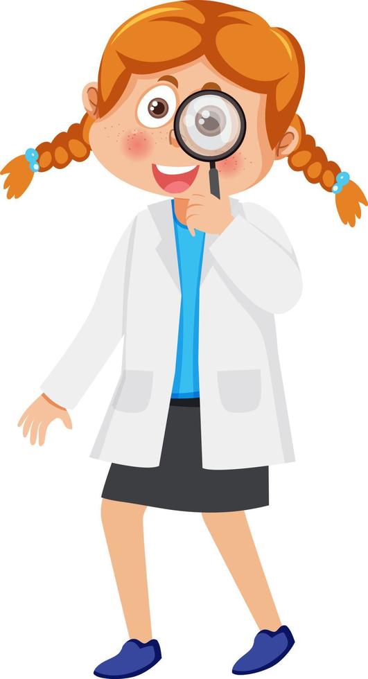 Cute scientist girl cartoon character vector