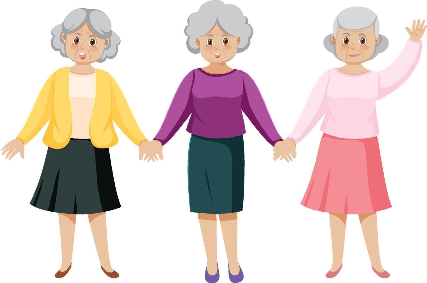 Three senior women cartoon character vector